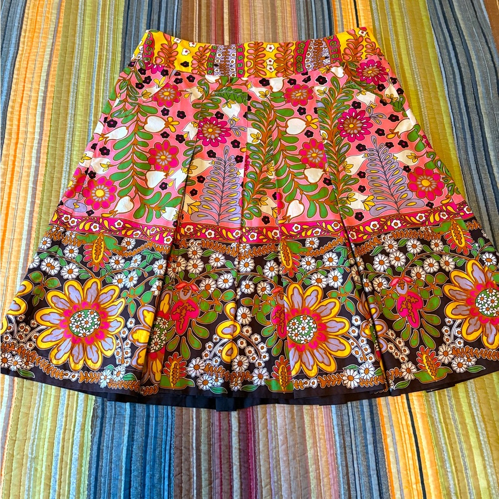 CAbi Vibrant Pink Floral A-Line Skirt